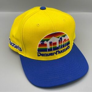 EUC Mitchell & Ness Denver Nuggets Gold/ Royal Hardwood Classics SnapBack Hat